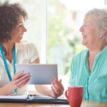 Caregiver showing client information